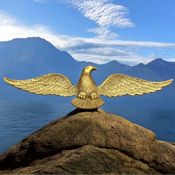 Vintage Mid Century Cast Brass Eagle Bird Metal Hanging Wall Patriotic Decor - Picture 1 of 14